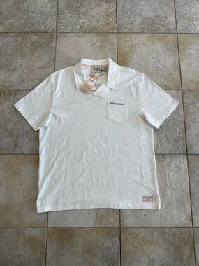 Scotch & Soda White Textured Short-Sleeve Polo